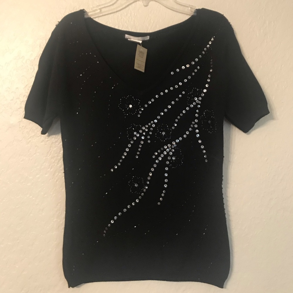 Boutique jeweled black blouse